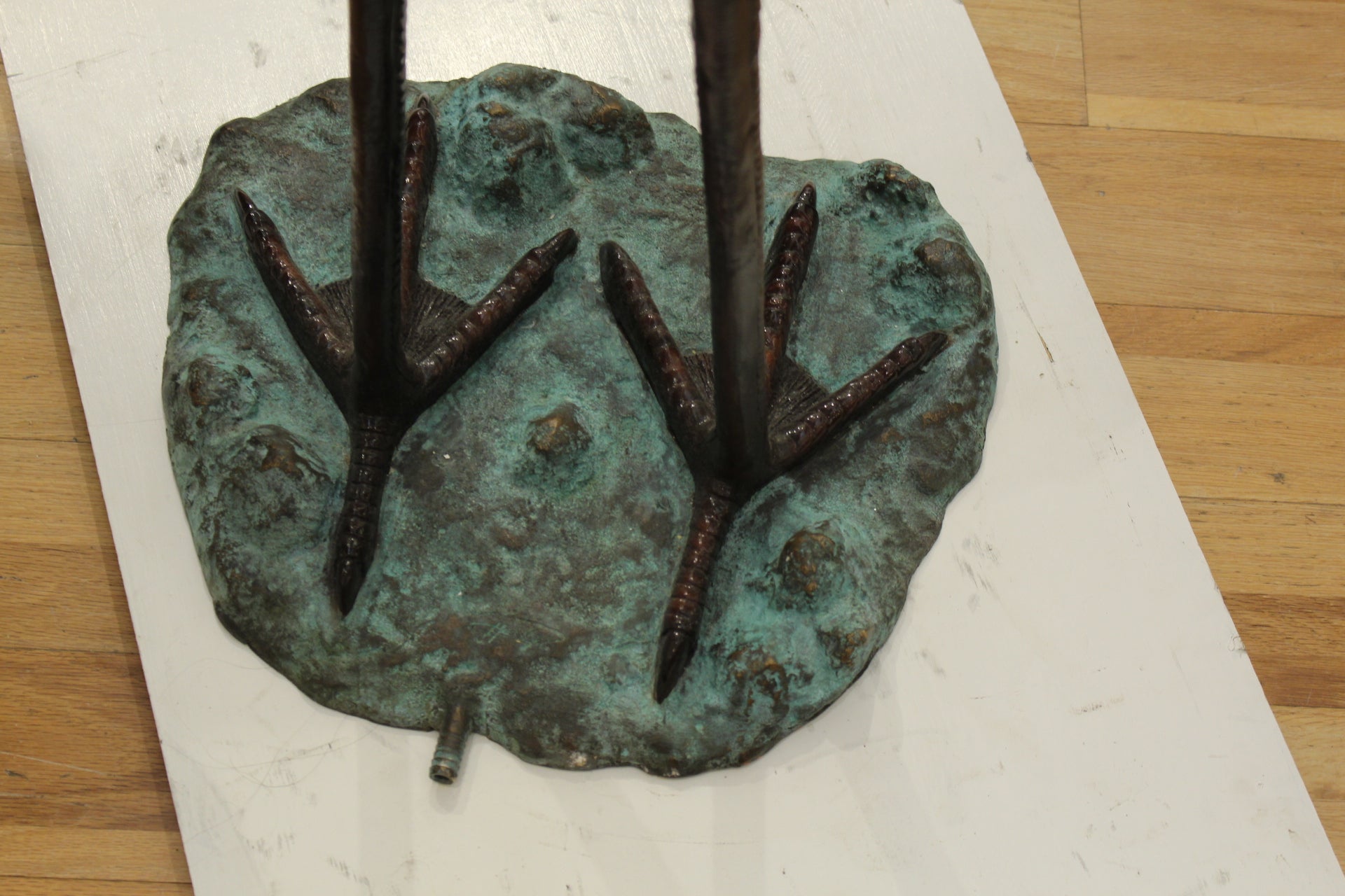 Crane Fountain Head Down Fountain Bronze Statue -  Size: 23"L x 17"W x 56"H. 