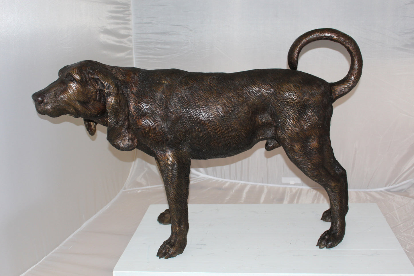 Hound dog Bronze Statue -  Size: 38"L x 12"W x 26"H. 