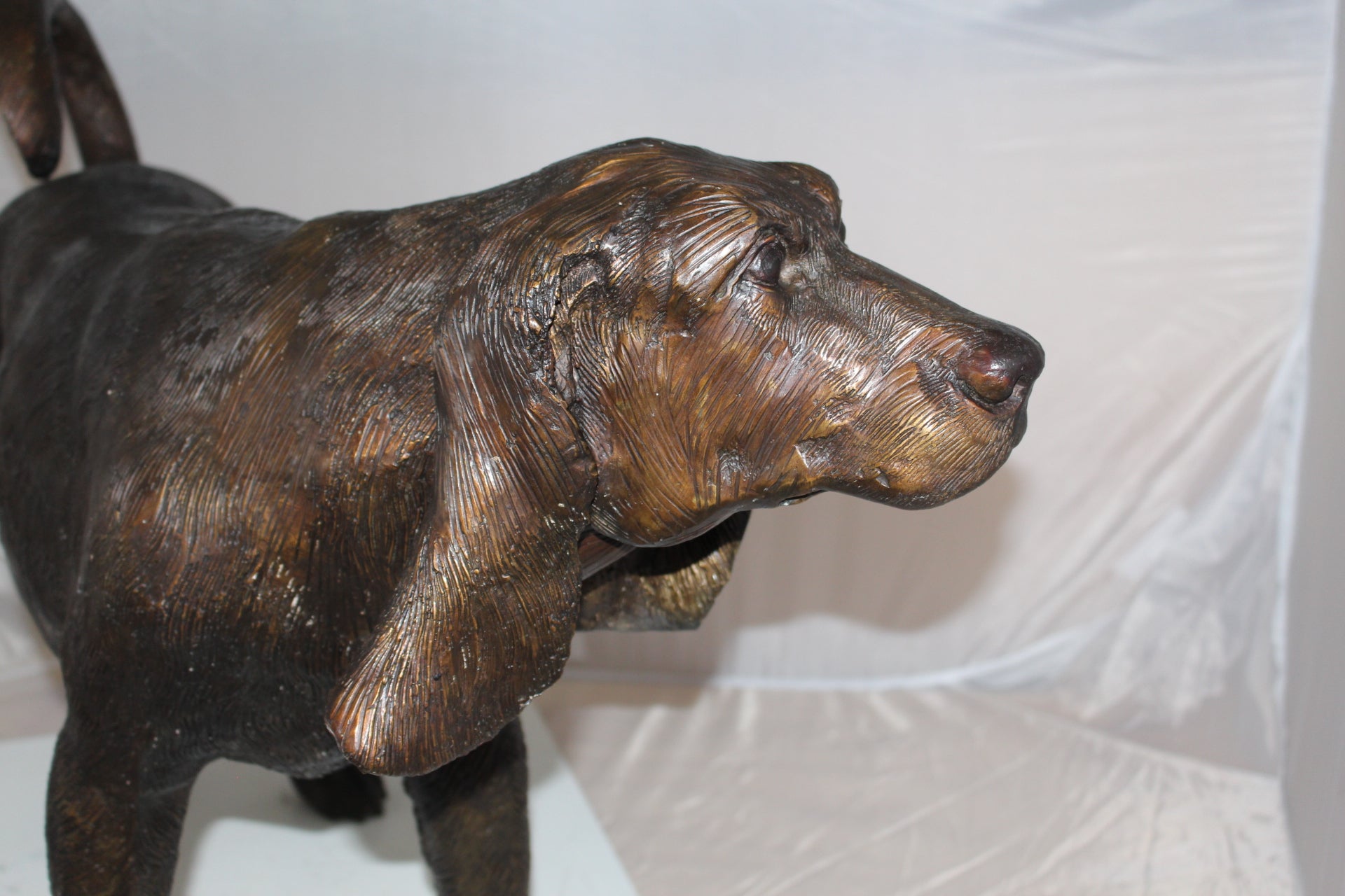 Hound dog Bronze Statue -  Size: 38"L x 12"W x 26"H. 
