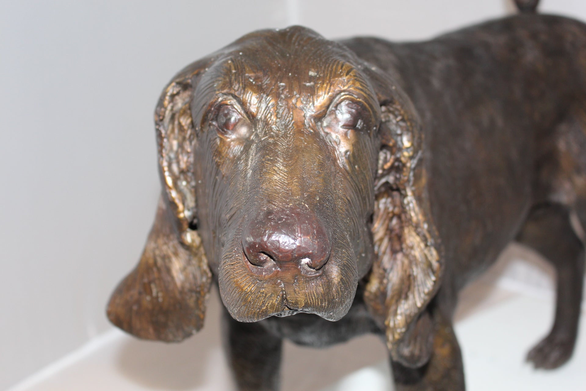 Hound dog Bronze Statue -  Size: 38"L x 12"W x 26"H. 