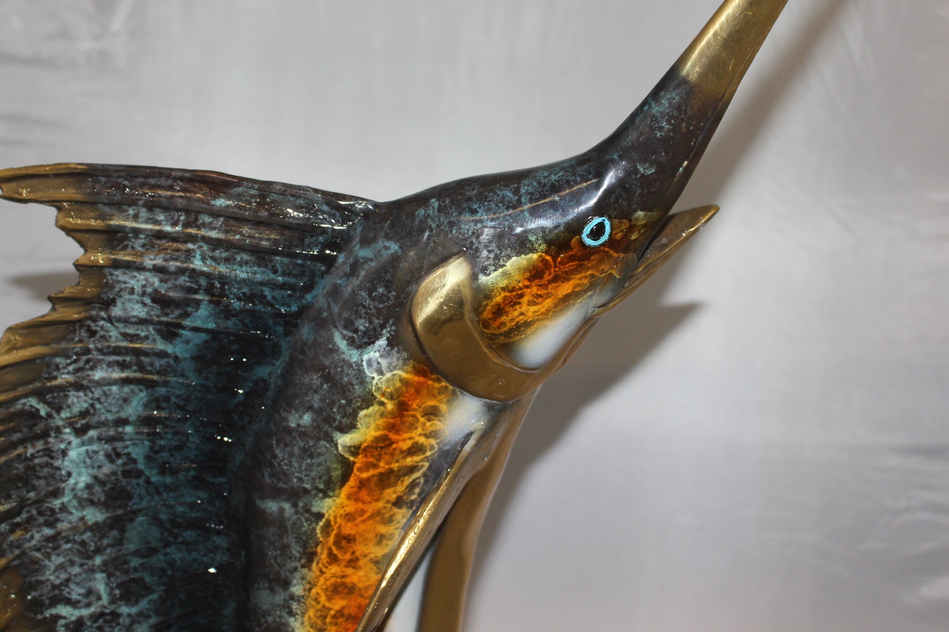 One Sailfish Bronze Statue -  Size: 18"L x 18"W x 43"H. 