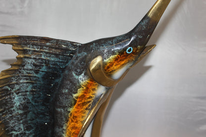 One Sailfish Bronze Statue -  Size: 18"L x 18"W x 43"H. 