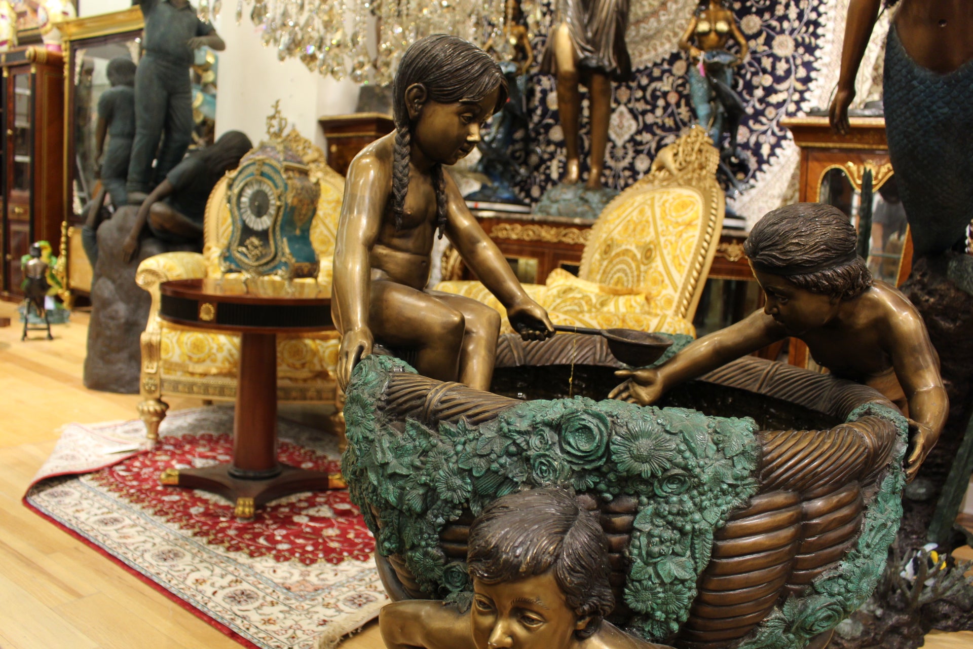 Kids Playing in Fountain Bronze Statue -  Size: 38"L x 32"W x 45"H. 