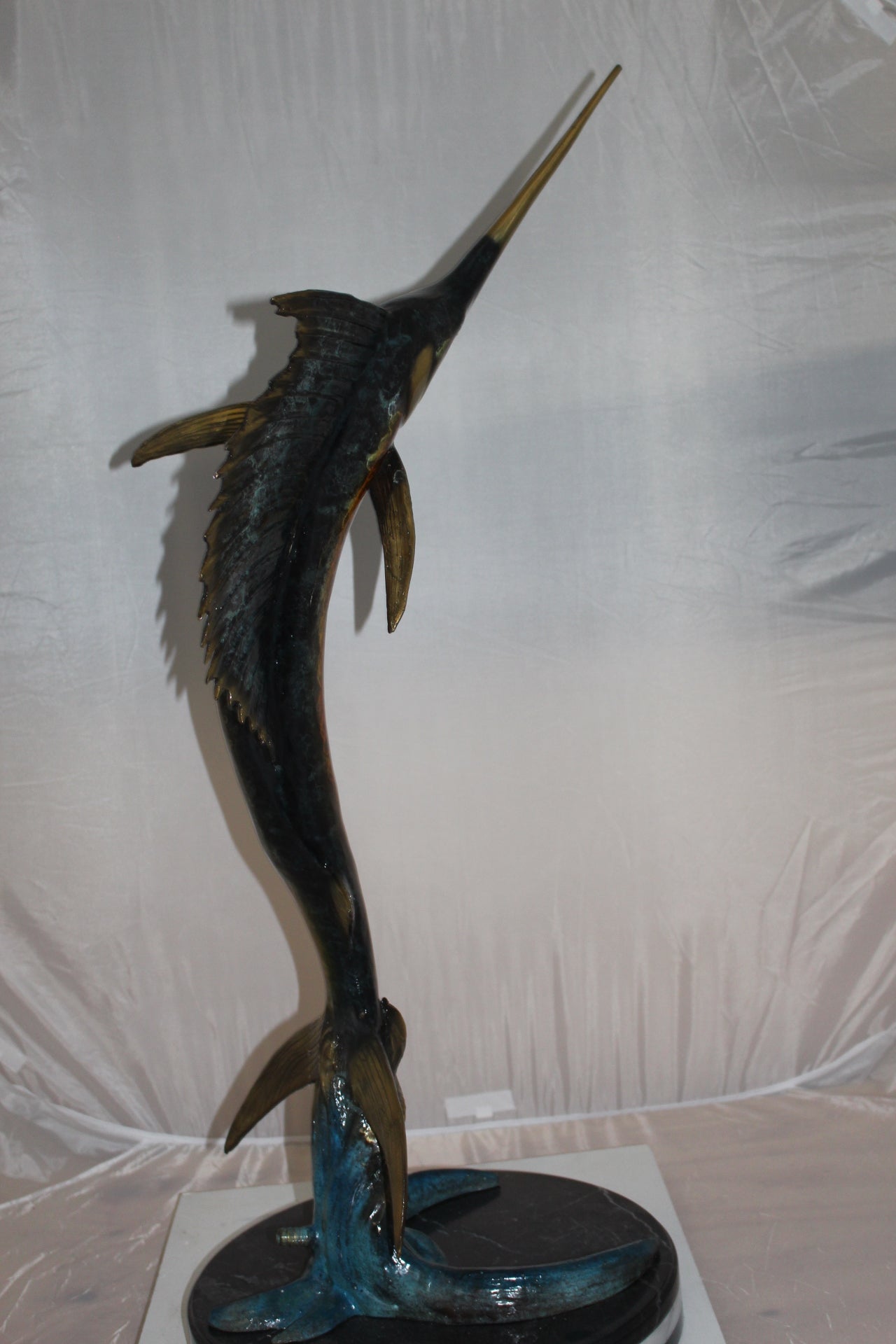 One Sailfish Bronze Statue -  Size: 18"L x 18"W x 43"H. 