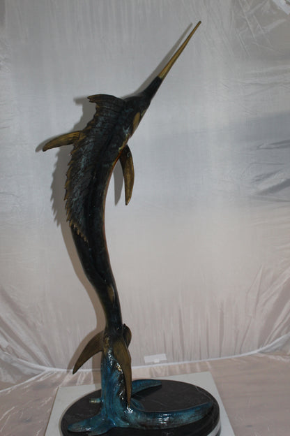 One Sailfish Bronze Statue -  Size: 18"L x 18"W x 43"H. 