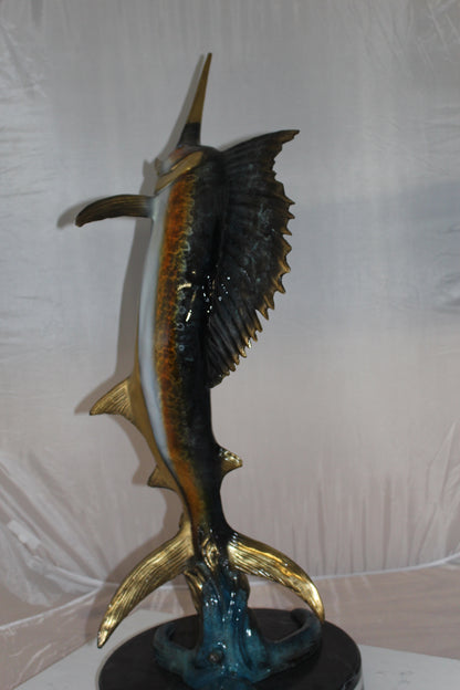 One Sailfish Bronze Statue -  Size: 18"L x 18"W x 43"H. 