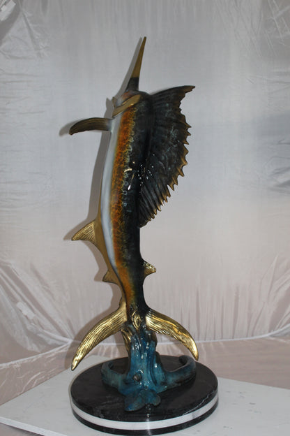 One Sailfish Bronze Statue -  Size: 18"L x 18"W x 43"H. 