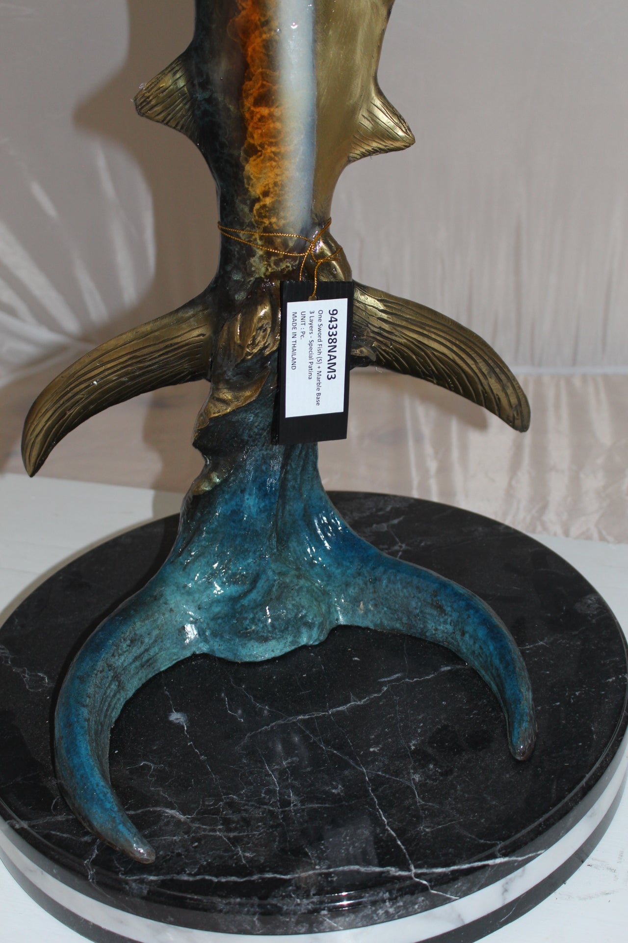 One Sailfish Bronze Statue -  Size: 18"L x 18"W x 43"H. 