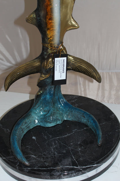 One Sailfish Bronze Statue -  Size: 18"L x 18"W x 43"H. 