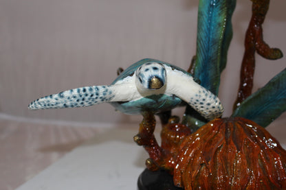 Two Sea Turtles Swimming Bronze Statue -  Size: 17"L x 9"W x 20"H. 