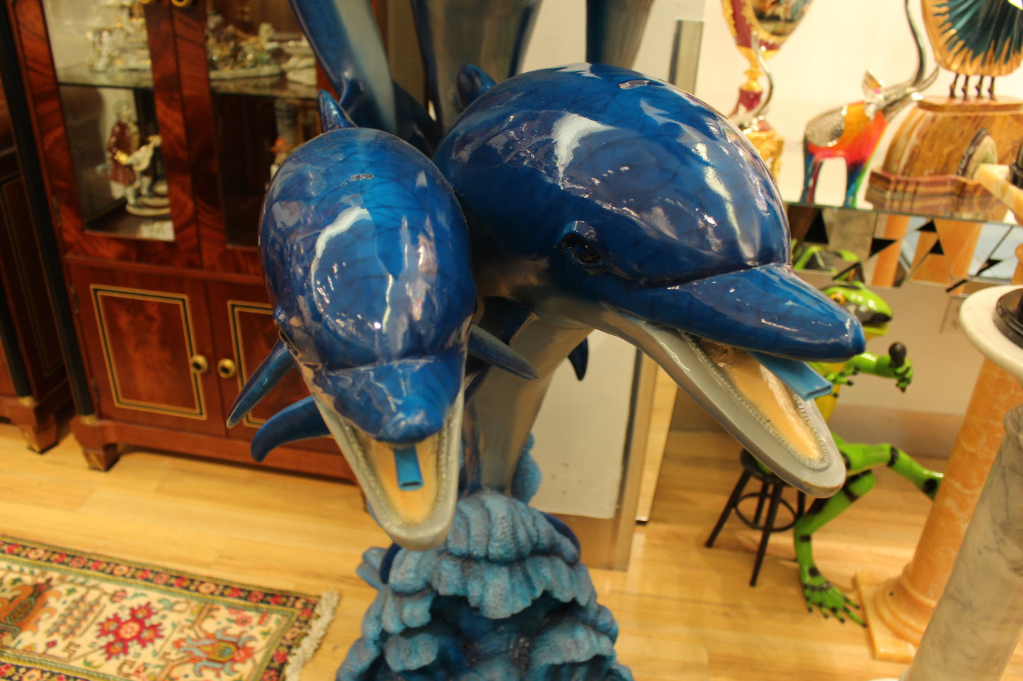 Five Dolphins On Wave Bronze Statue/Fountain  -  Size: 47"L x 27"W x 84"H. 