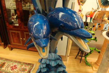 Five Dolphins On Wave Bronze Statue/Fountain  -  Size: 47"L x 27"W x 84"H. 