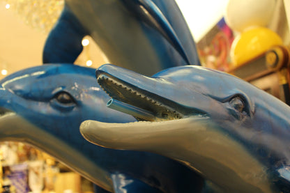Five Dolphins On Wave Bronze Statue/Fountain  -  Size: 47"L x 27"W x 84"H. 