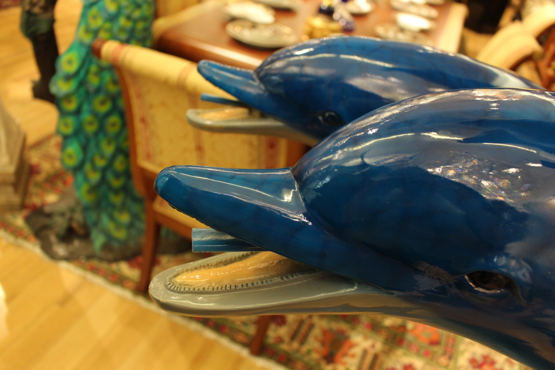 Five Dolphins On Wave Bronze Statue/Fountain  -  Size: 47"L x 27"W x 84"H. 