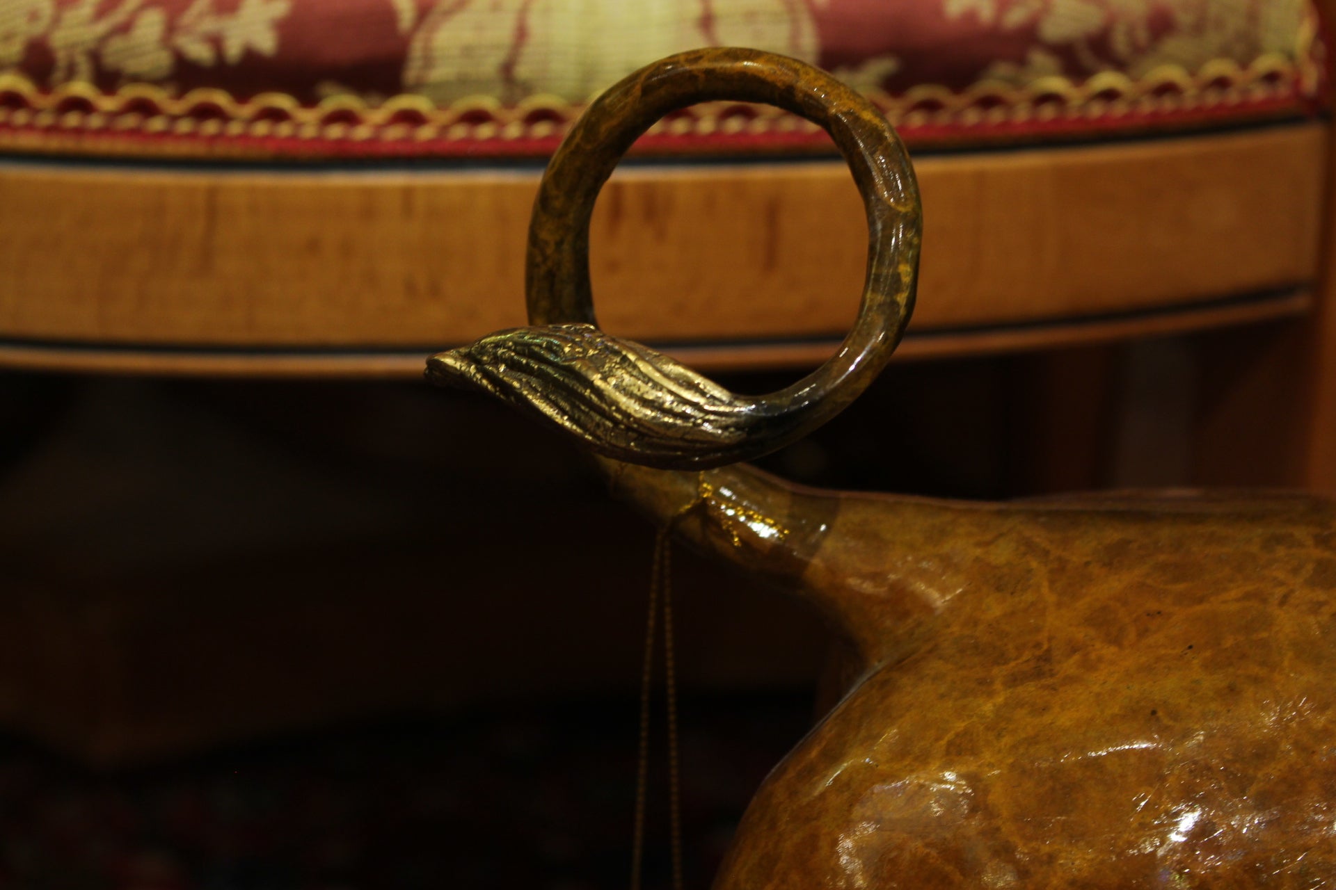Bull Heads Down Small Bronze Statue -  Size: 24"L x 6"W x 16"H. 