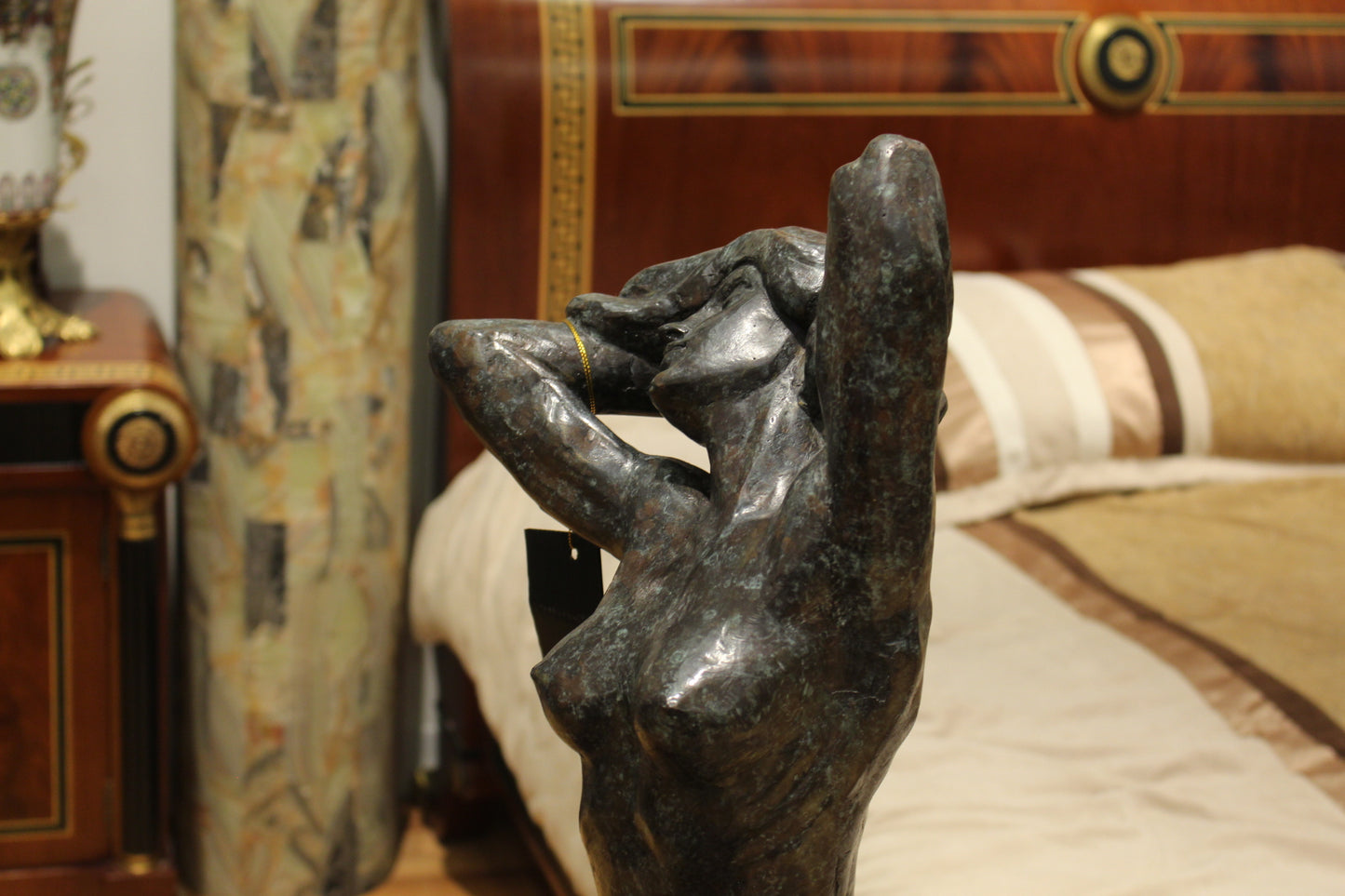 Woman Posing Naked Rodin Bronze Statue replica -  Size: 14"L x 13"W x 27"H. 