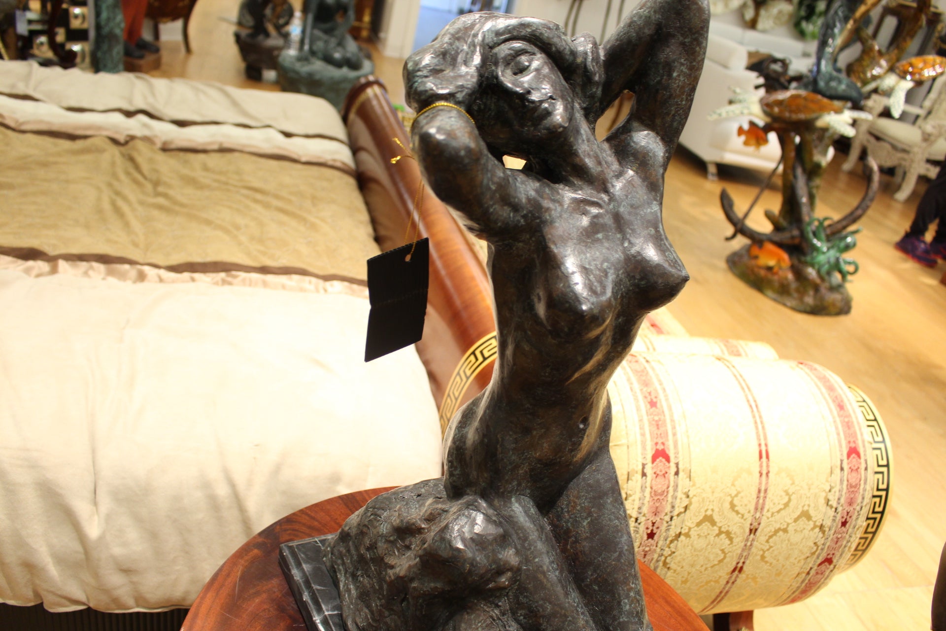 Woman Posing Naked Rodin Bronze Statue replica -  Size: 14"L x 13"W x 27"H. 