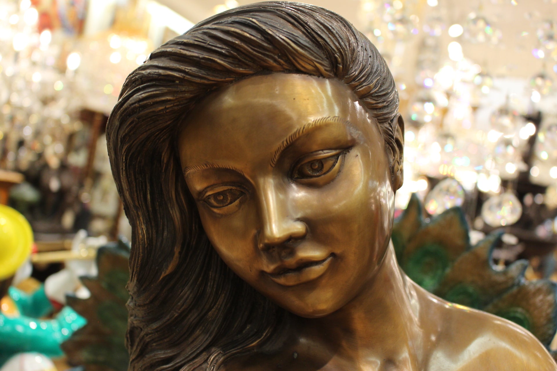 Beautiful Women Holding Drape Bronze Statue -  Size: 22"L x 18"W x 49"H. 