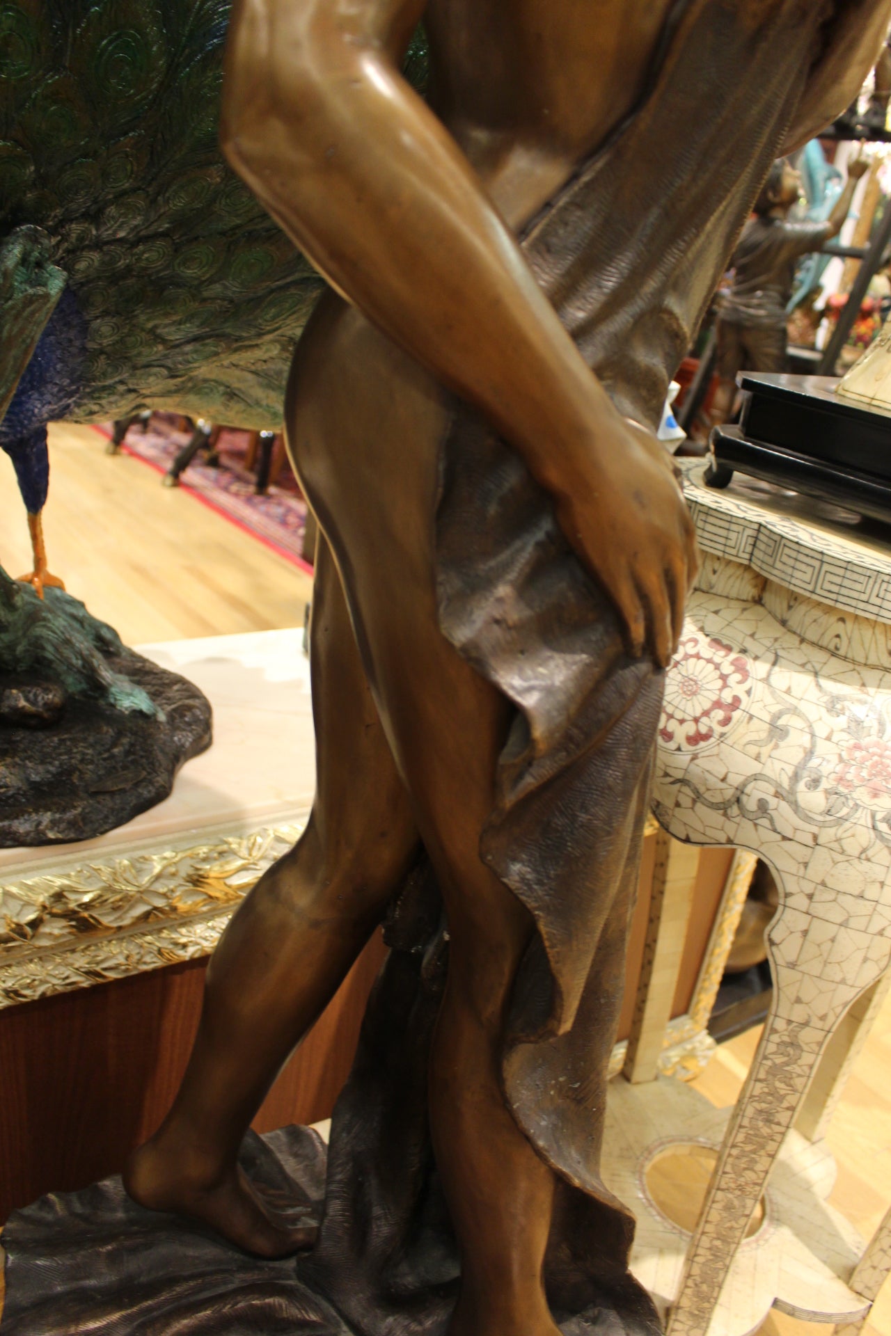 Beautiful Women Holding Drape Bronze Statue -  Size: 22"L x 18"W x 49"H. 