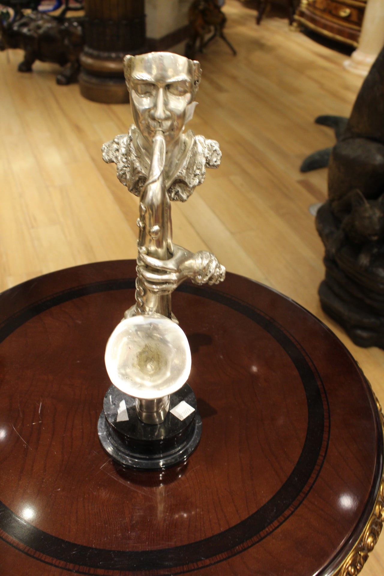 Man Playing Trombone Bronze Statue -  Size: 8"L x 5"W x 14"H. 
