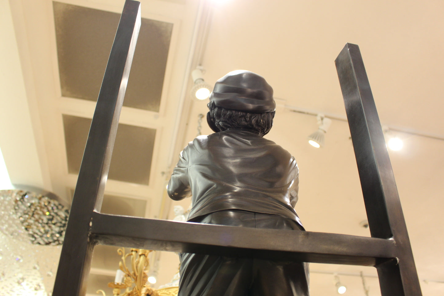 Three Children Playing on Ladder Bronze Statue -  Size: 24"L x 27"W x 96"H. 
