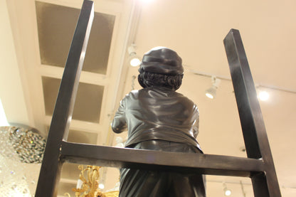 Three Children Playing on Ladder Bronze Statue -  Size: 24"L x 27"W x 96"H. 