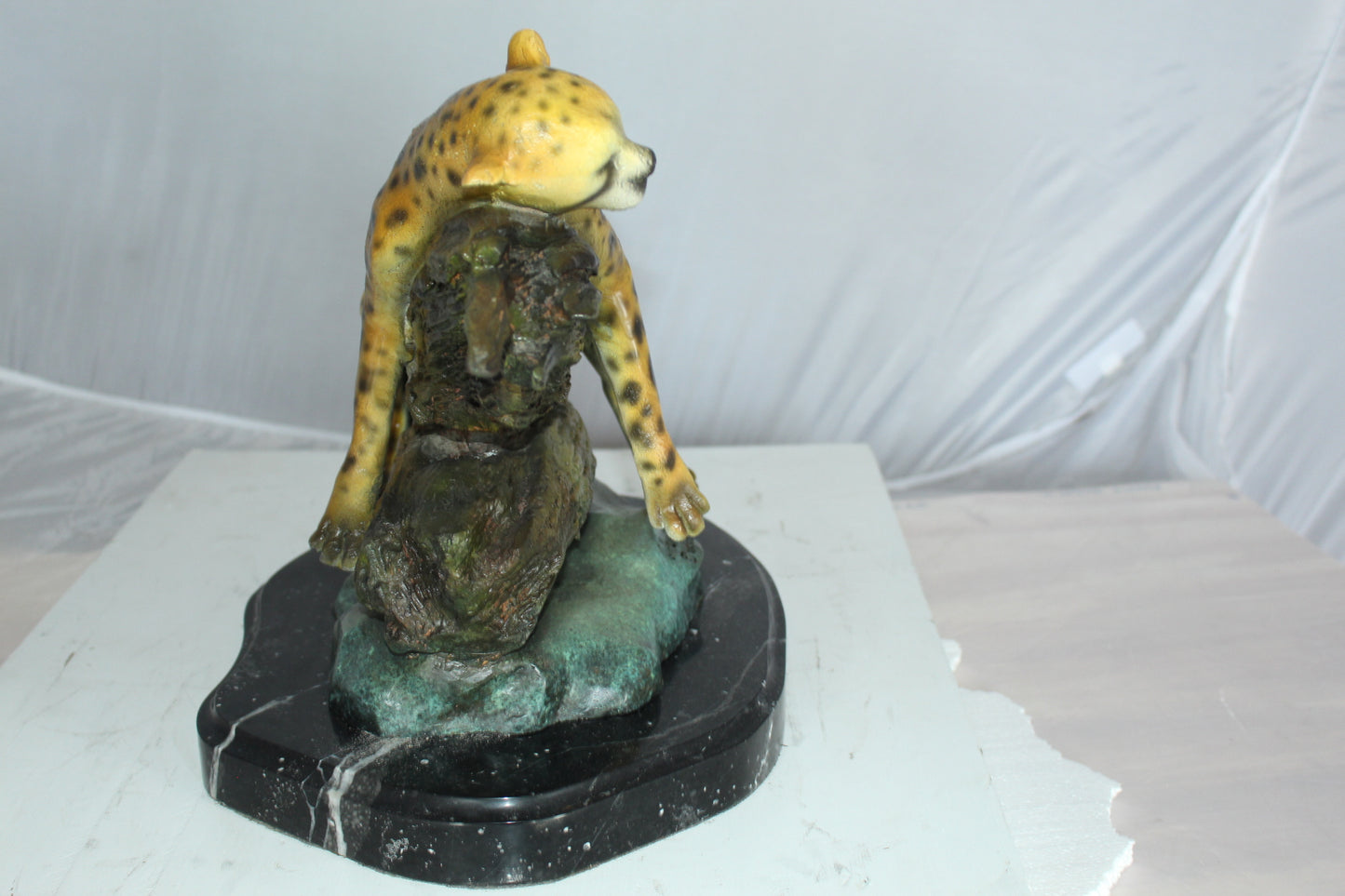 Resting Tiger Bronze Statue -  Size: 16"L x 12"W x 13"H.