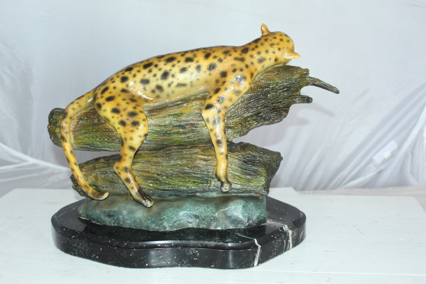 Resting Tiger Bronze Statue -  Size: 16"L x 12"W x 13"H.
