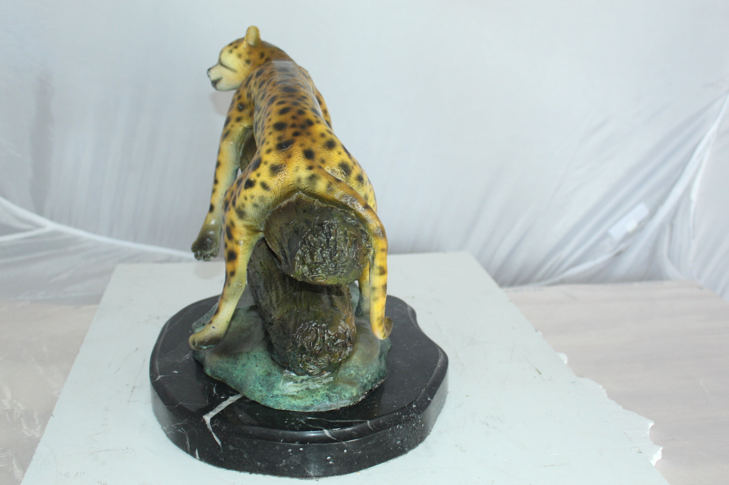 Resting Tiger Bronze Statue -  Size: 16"L x 12"W x 13"H.