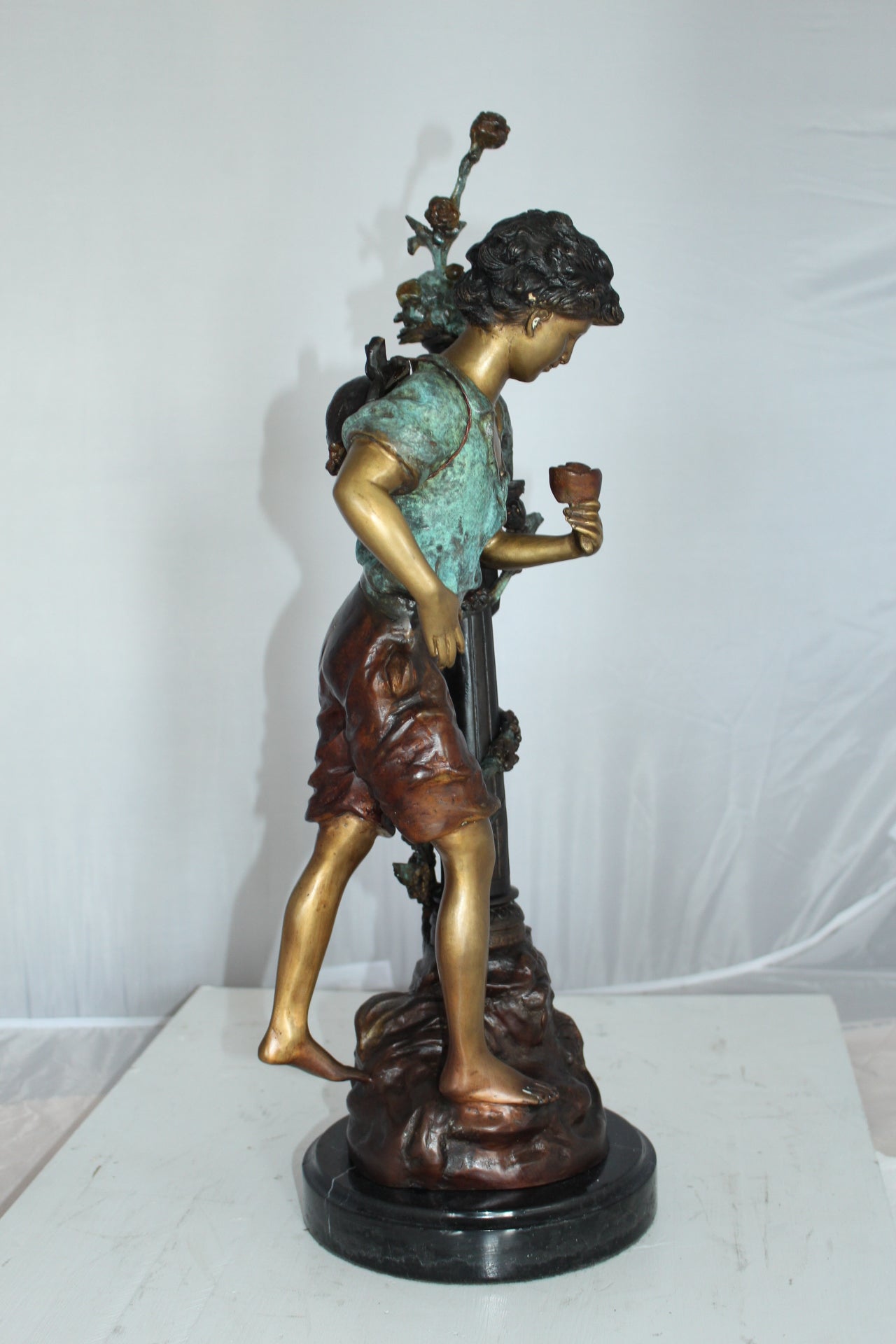 Les Amenes girl Bronze Statue -  Size: 9"L x 8"W x 25"H. 