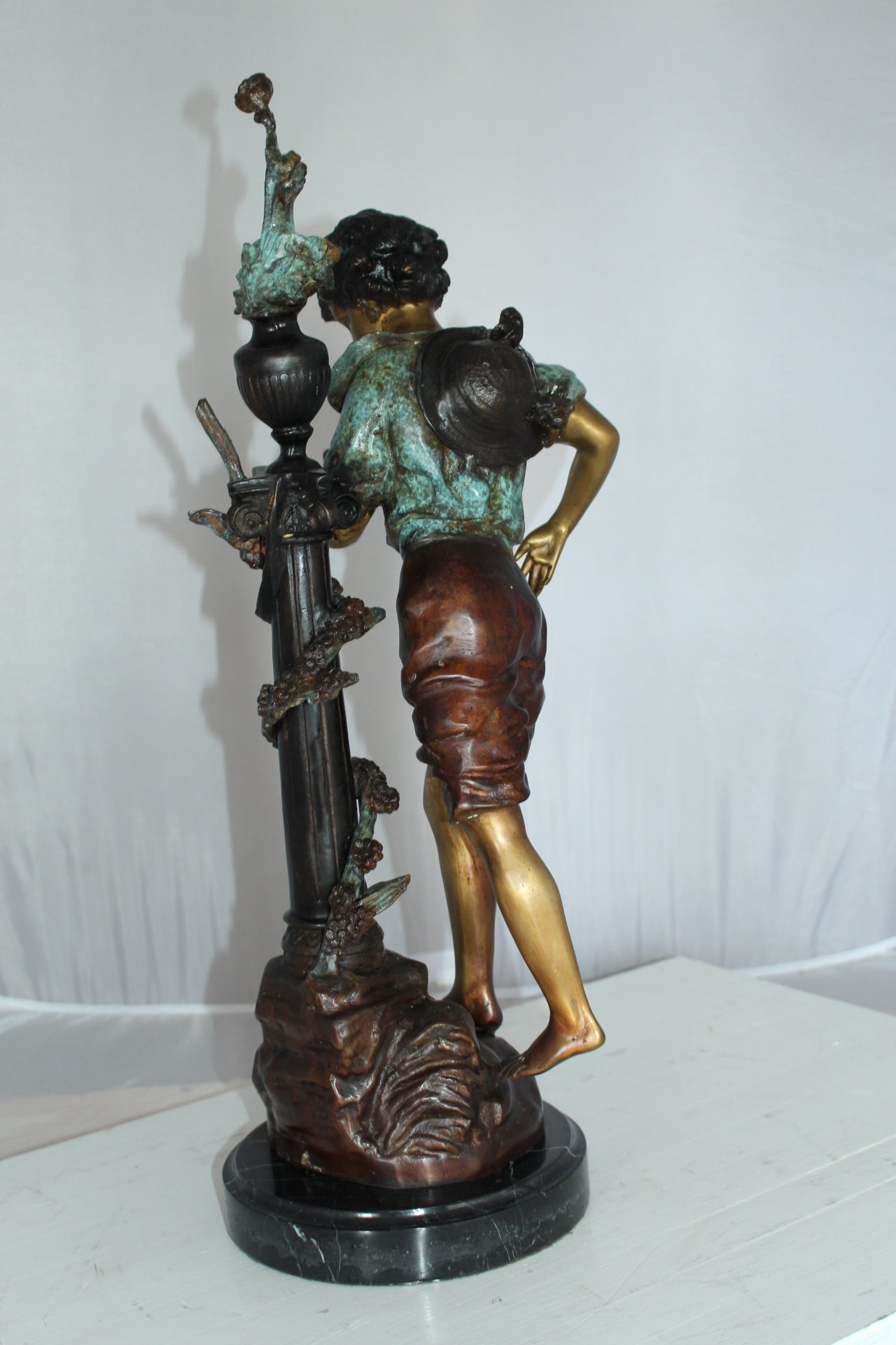 Les Amenes girl Bronze Statue -  Size: 9"L x 8"W x 25"H. 