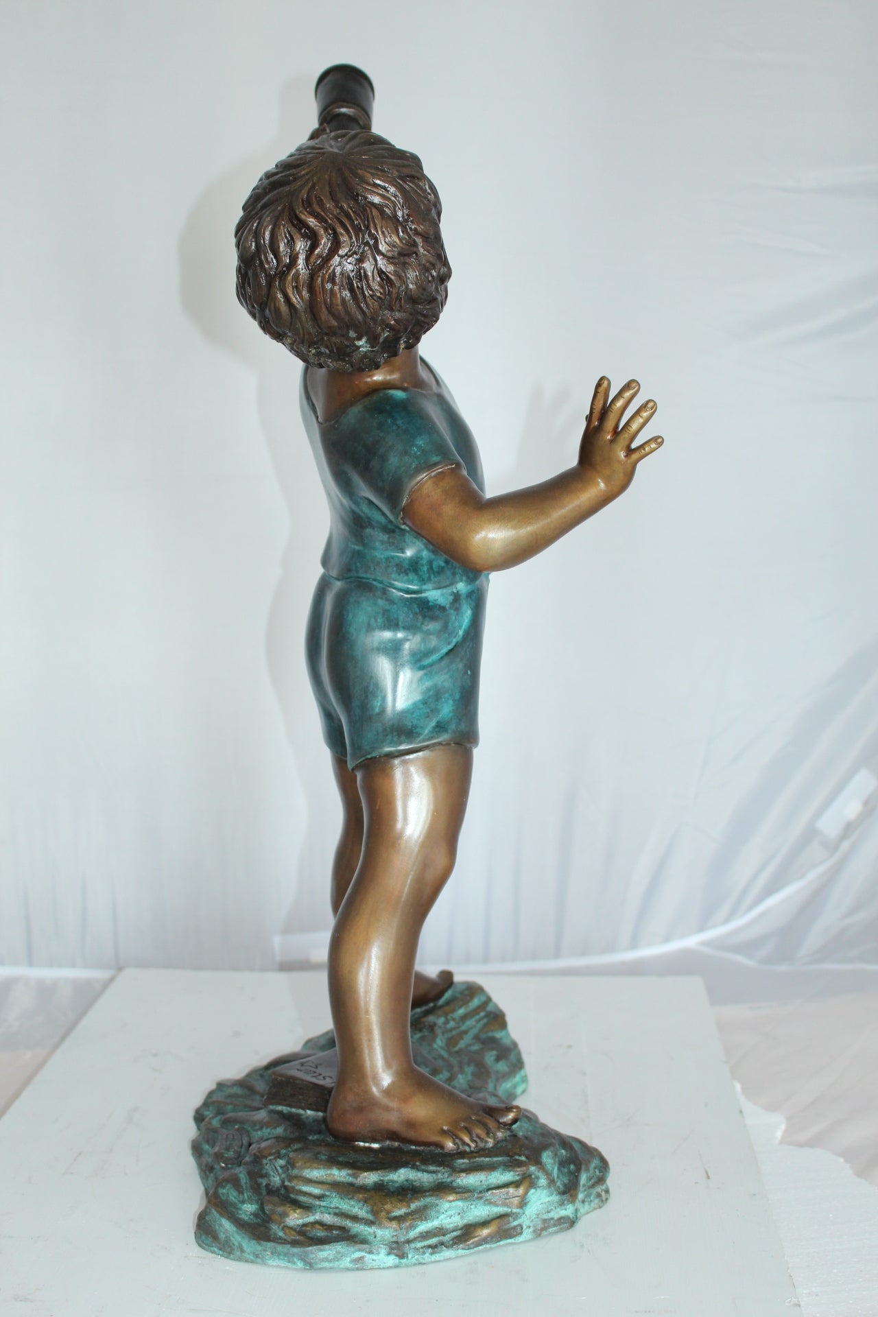 Boy with telescope Bronze Statue -  Size: 14"L x 10"W x 28"H. 