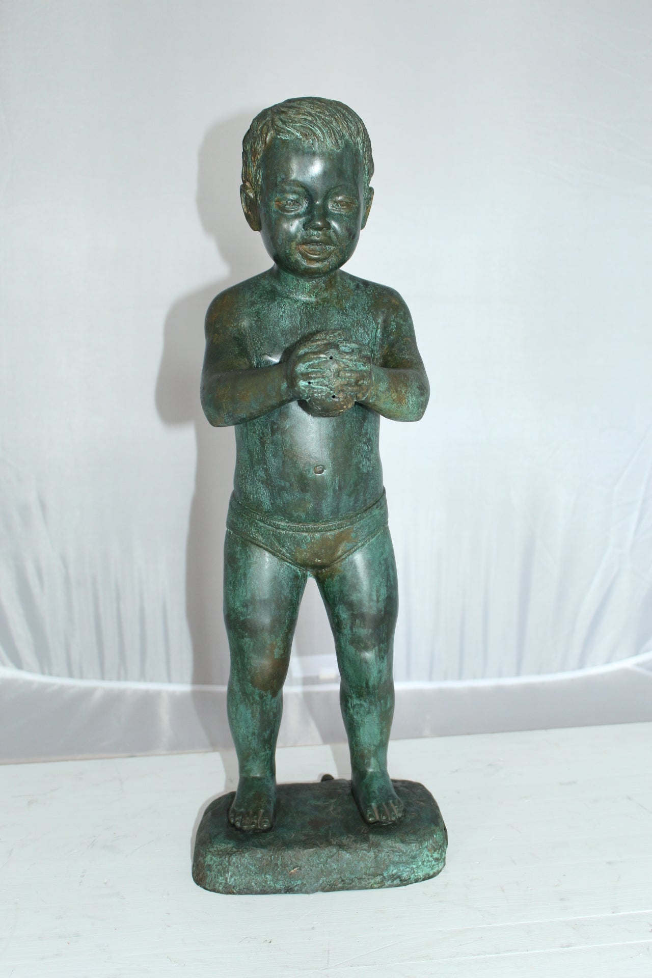 Boy with Sponge Bronze Statue -  Size: 8"L x 9"W x 22"H. 