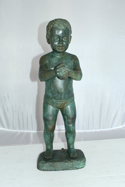 Boy with Sponge Bronze Statue -  Size: 8"L x 9"W x 22"H. 