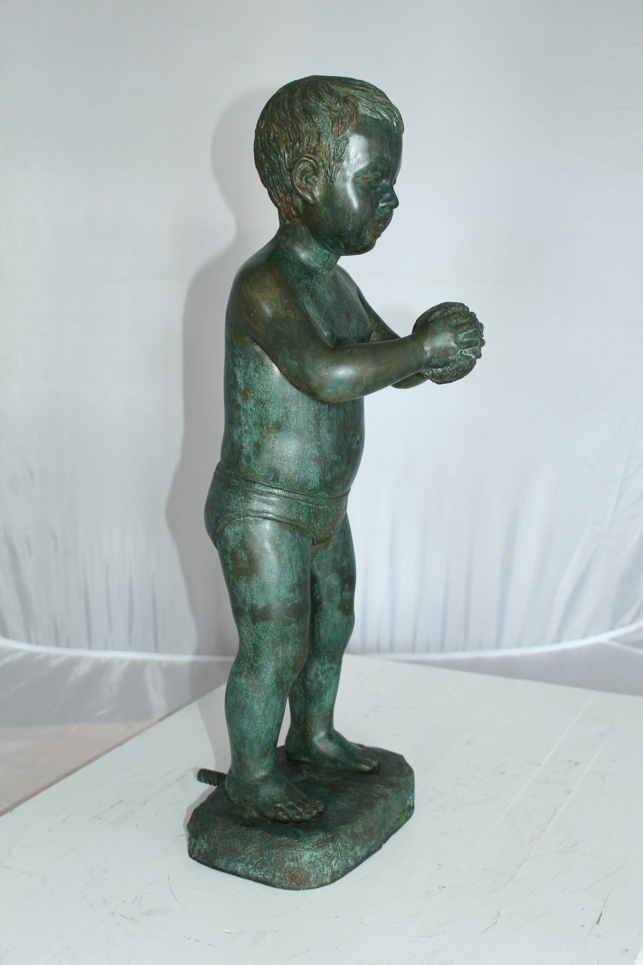 Boy with Sponge Bronze Statue -  Size: 8"L x 9"W x 22"H. 