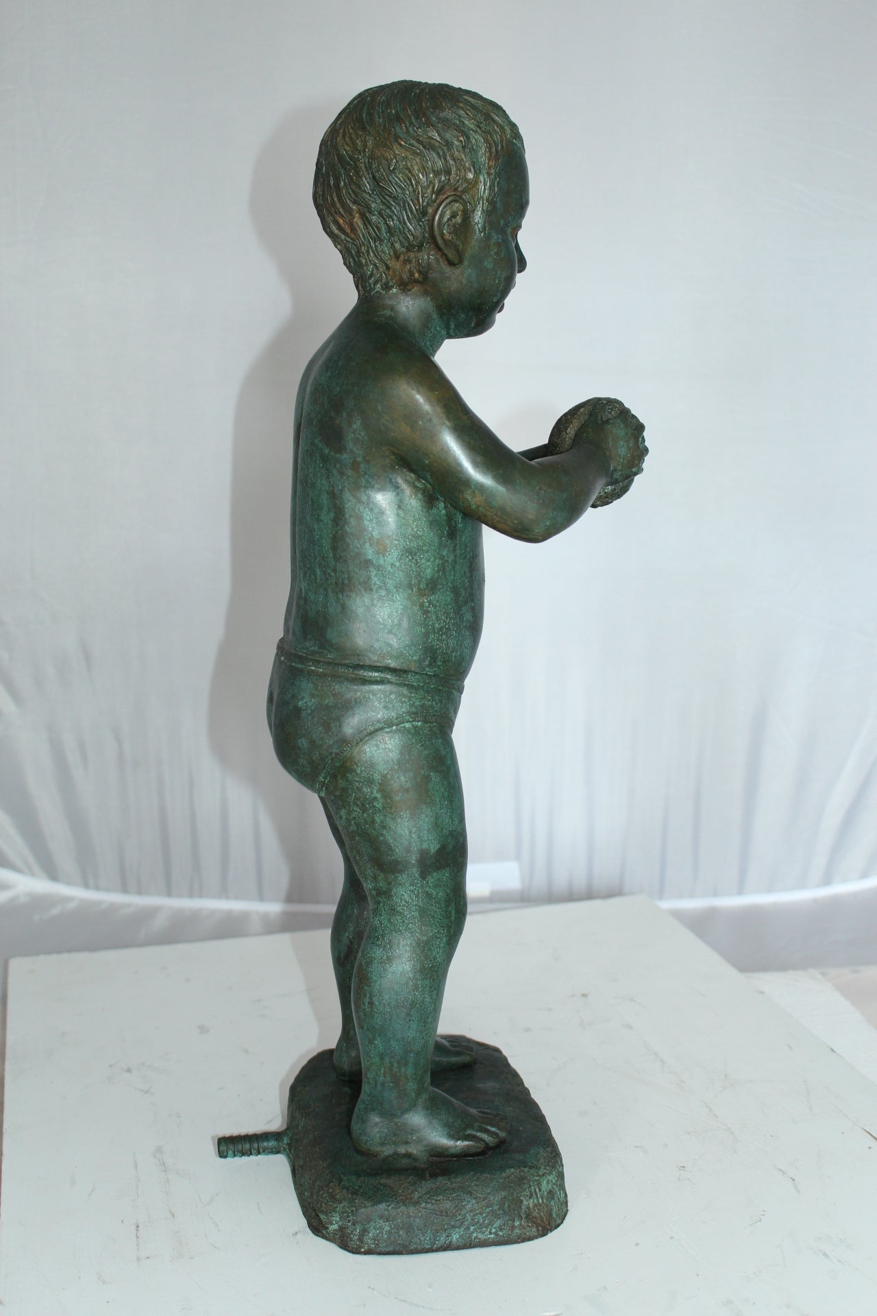 Boy with Sponge Bronze Statue -  Size: 8"L x 9"W x 22"H. 