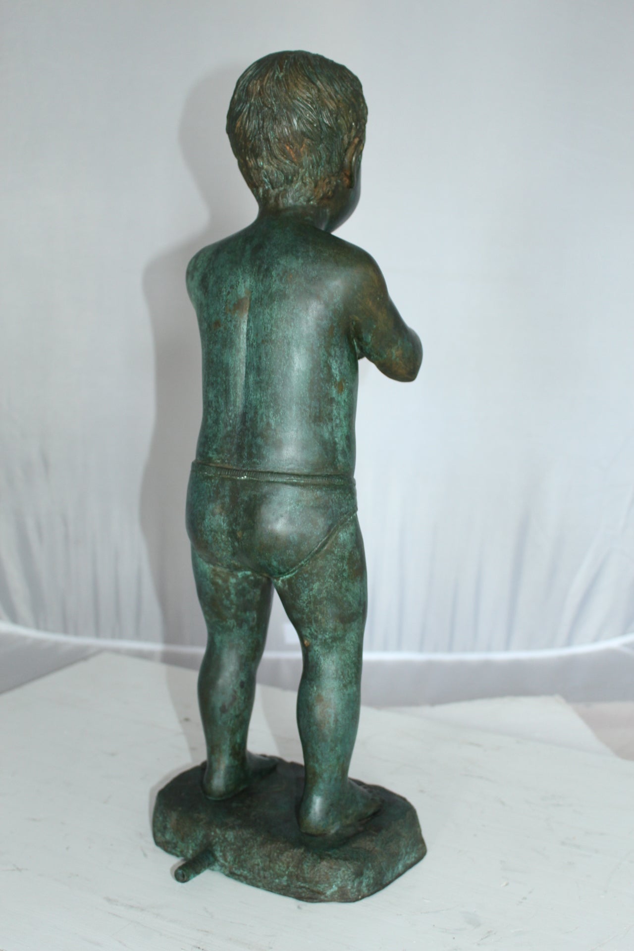 Boy with Sponge Bronze Statue -  Size: 8"L x 9"W x 22"H. 