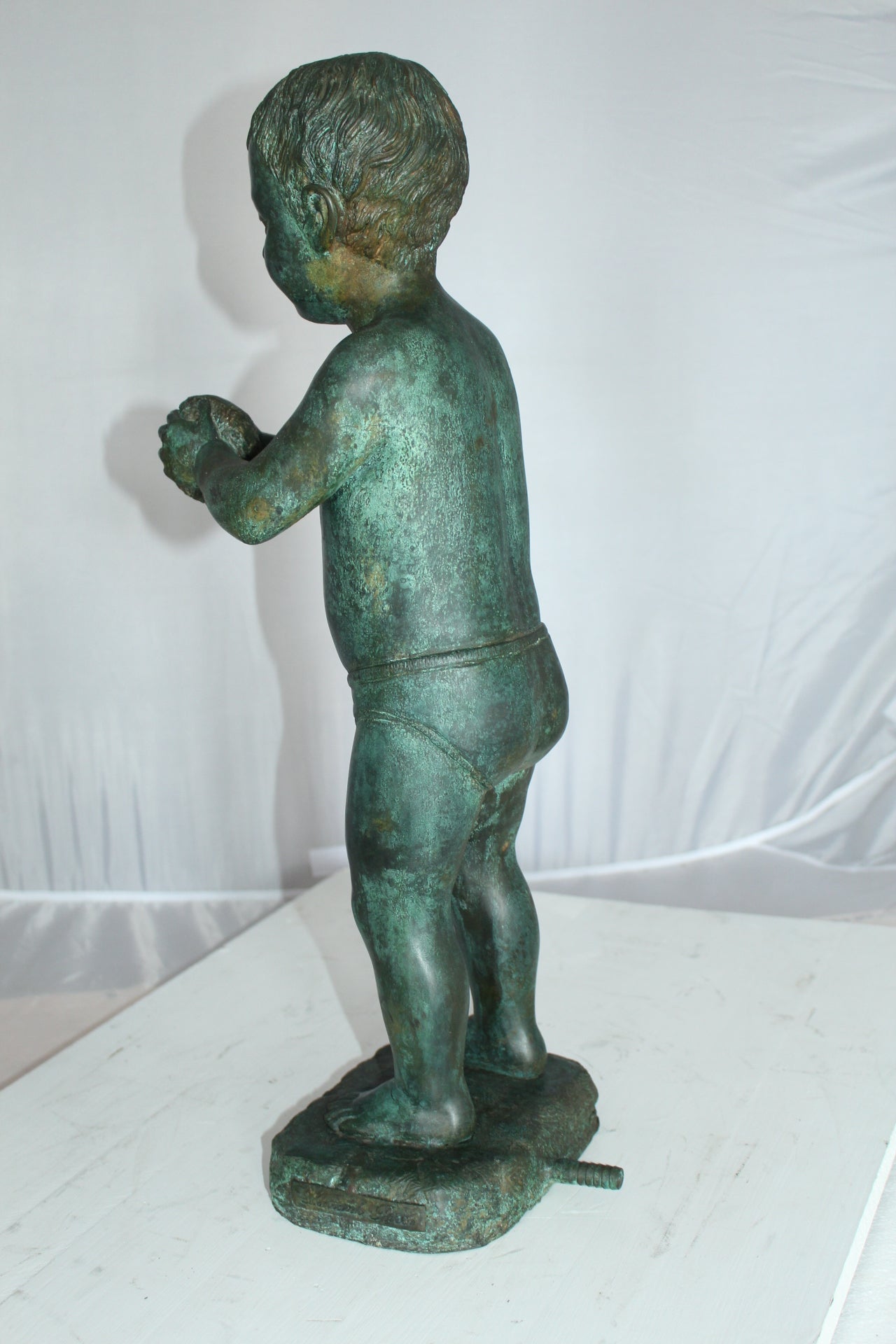 Boy with Sponge Bronze Statue -  Size: 8"L x 9"W x 22"H. 