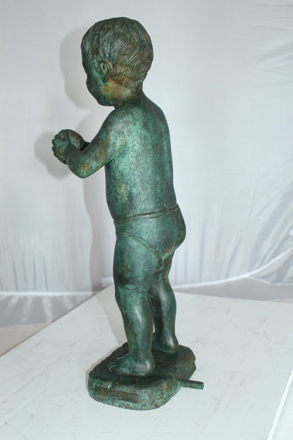 Boy with Sponge Bronze Statue -  Size: 8"L x 9"W x 22"H. 