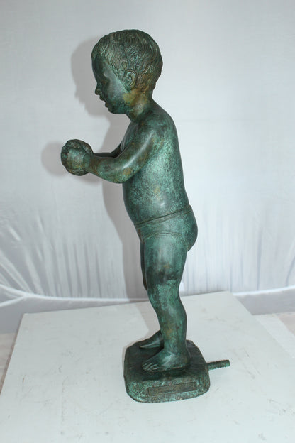 Boy with Sponge Bronze Statue -  Size: 8"L x 9"W x 22"H. 