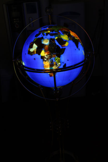 Illuminated Blue Ocean World Globe Rotating by motor -  18"L x 18"W x 42"H. 