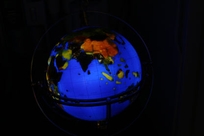 Illuminated Blue Ocean World Globe Rotating by motor -  18"L x 18"W x 42"H. 