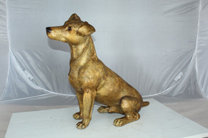 Jack Russell Dog Bronze Statue -  Size: 22"L x 8"W x 20"H. 