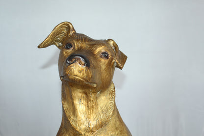 Jack Russell Dog Bronze Statue -  Size: 22"L x 8"W x 20"H. 