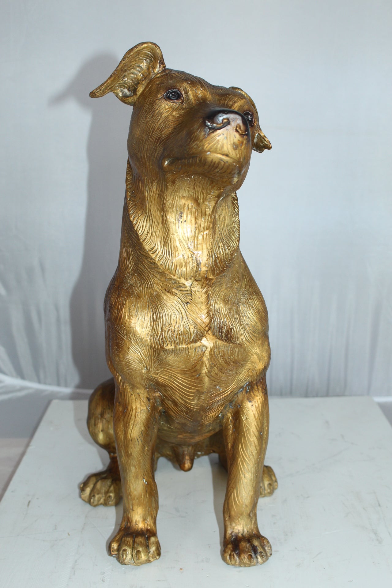 Jack Russell Dog Bronze Statue -  Size: 22"L x 8"W x 20"H. 