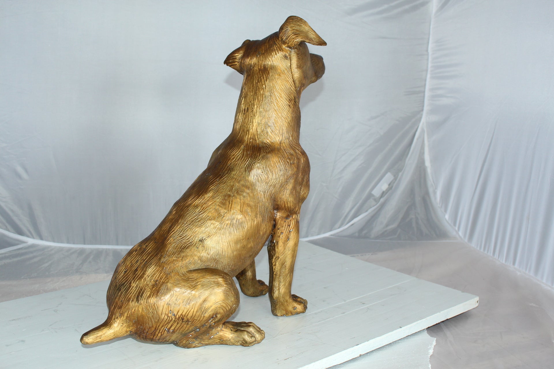 Jack Russell Dog Bronze Statue -  Size: 22"L x 8"W x 20"H. 