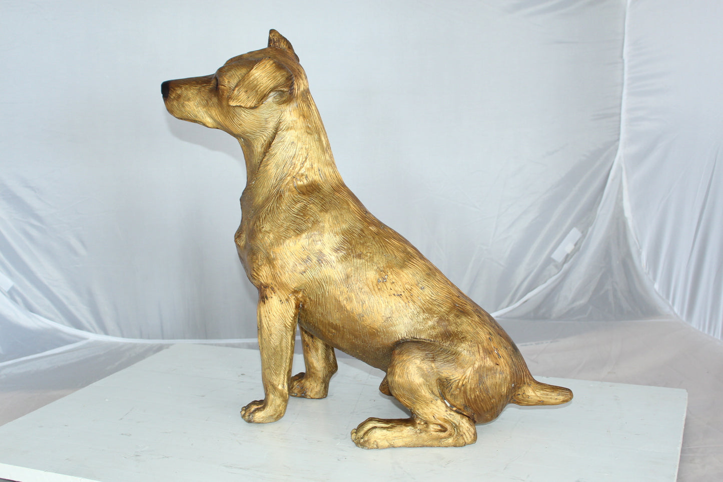 Jack Russell Dog Bronze Statue -  Size: 22"L x 8"W x 20"H. 