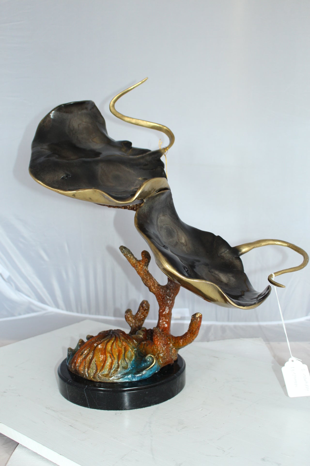  Two Manta Ray Raging Bronze Statue -  Size: 17"L x 12"W x 22"H. 