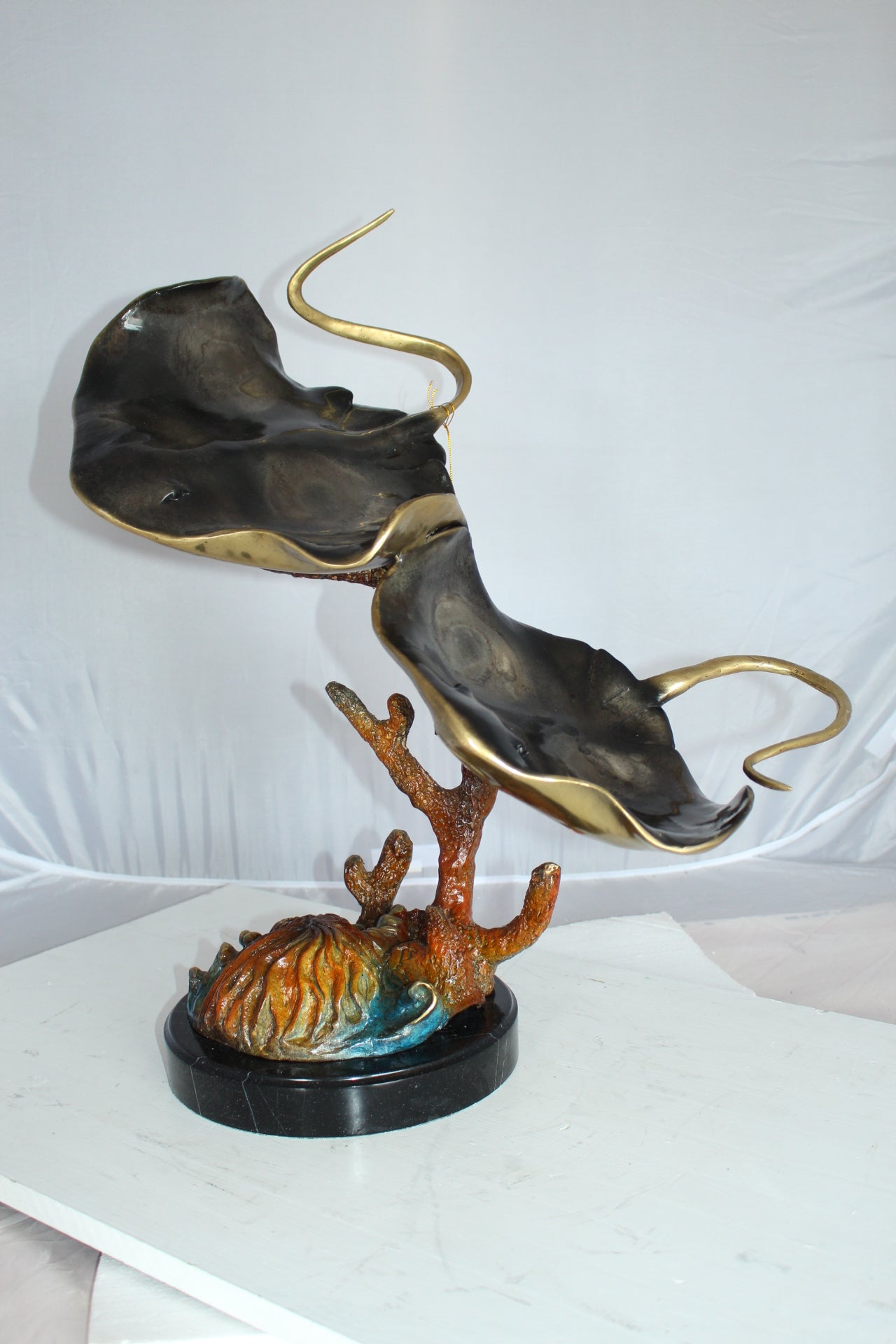  Two Manta Ray Raging Bronze Statue -  Size: 17"L x 12"W x 22"H. 