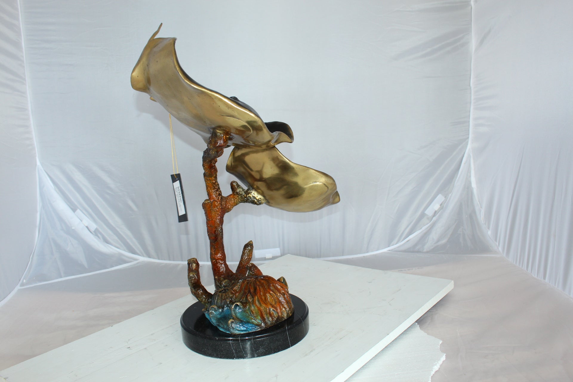  Two Manta Ray Raging Bronze Statue -  Size: 17"L x 12"W x 22"H. 